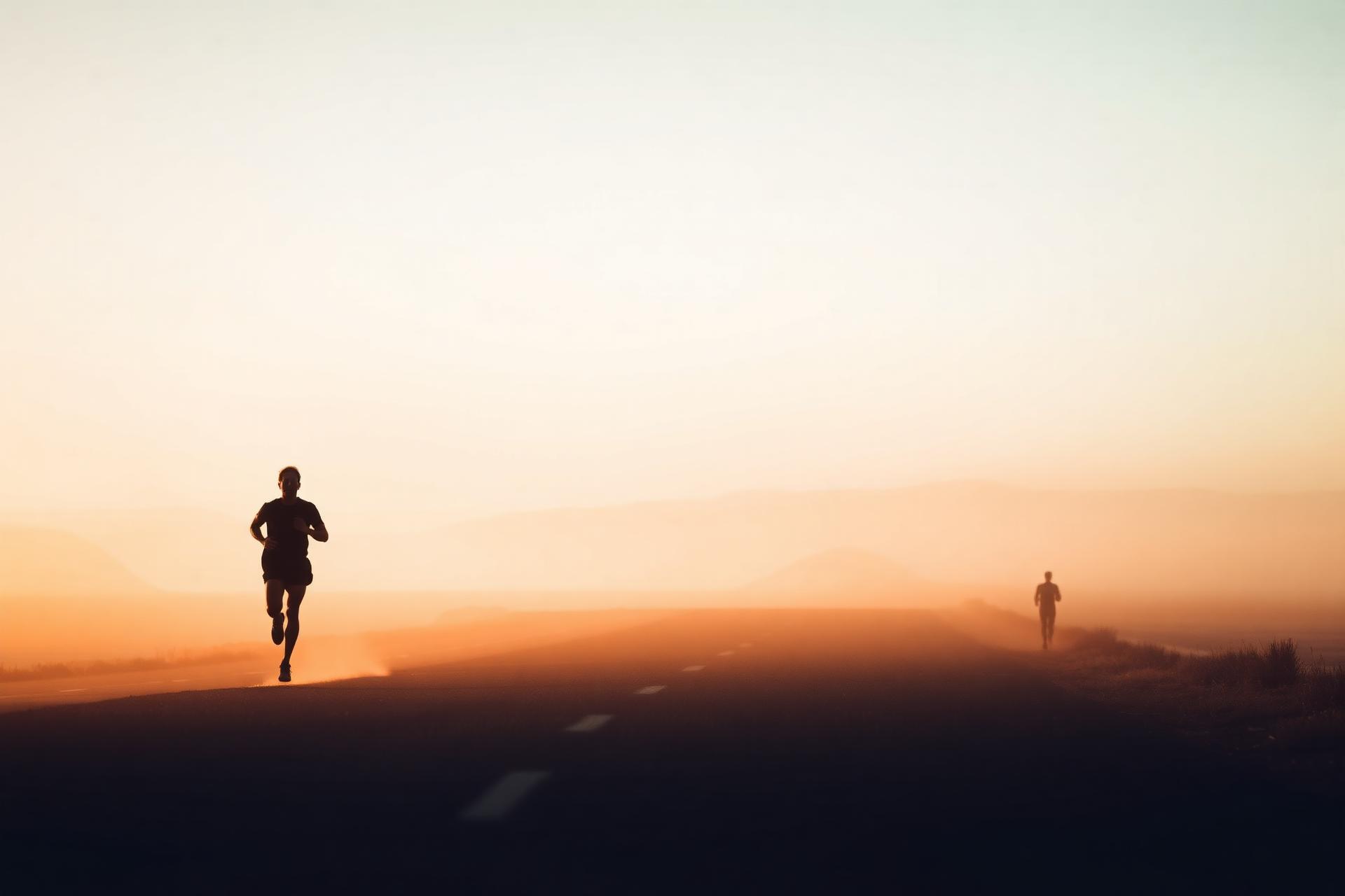 Long-distance runner at sunrise